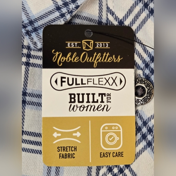 NWT Noble Outfitters Button Front Short Sleeve Shirt Blue Plaid 3X - Picture 10 of 16